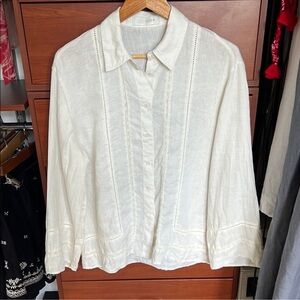 Zara 100% linen shirt ladder stitch design